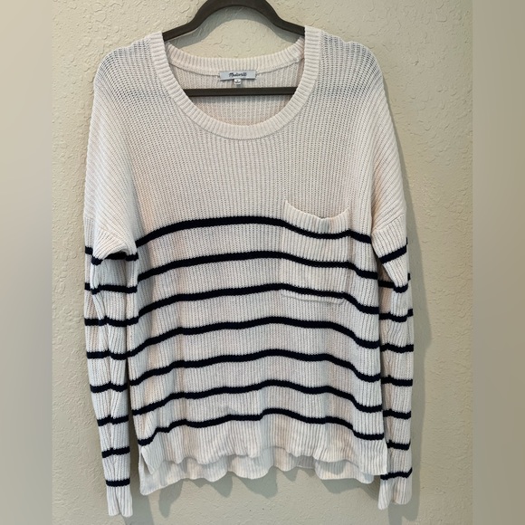 MADEWELL Thompson pocket pullover sweater in Nautical stripe | MEDIUM - Picture 2 of 11